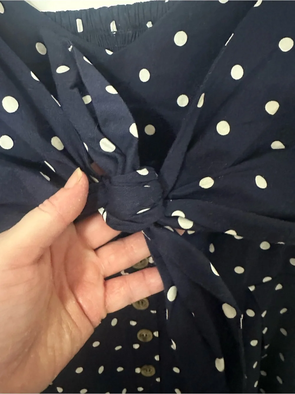 City chic Navy Polka Dot Button-Front Sundress with Front Tie - Picture 2 of 5